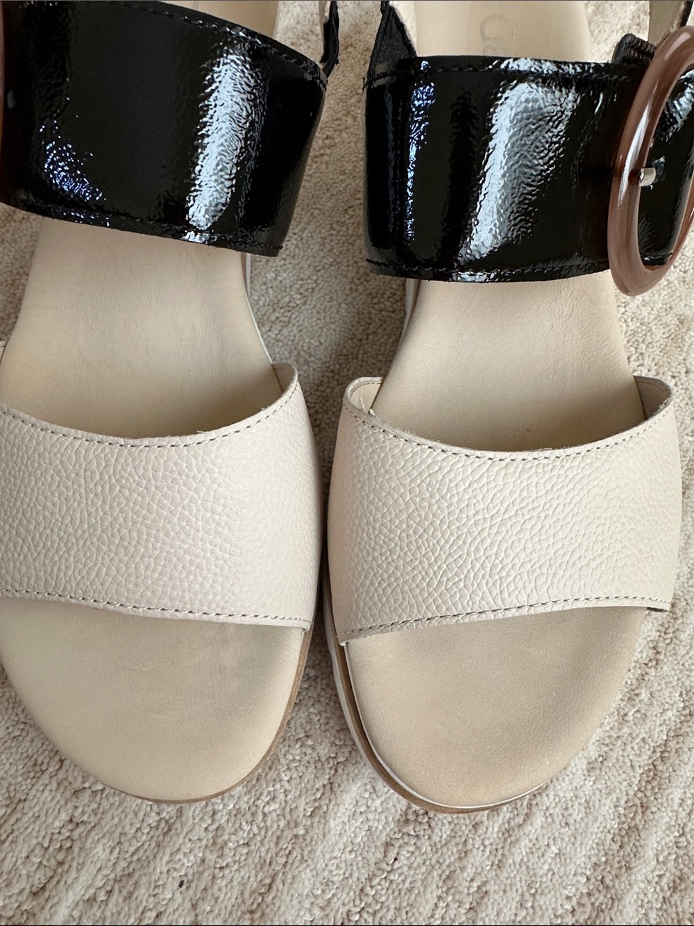 GABOR Freya Wedge Platform Sandal Beige with Black Patent Size UK 6.5 | US 9 - Picture 8 of 17